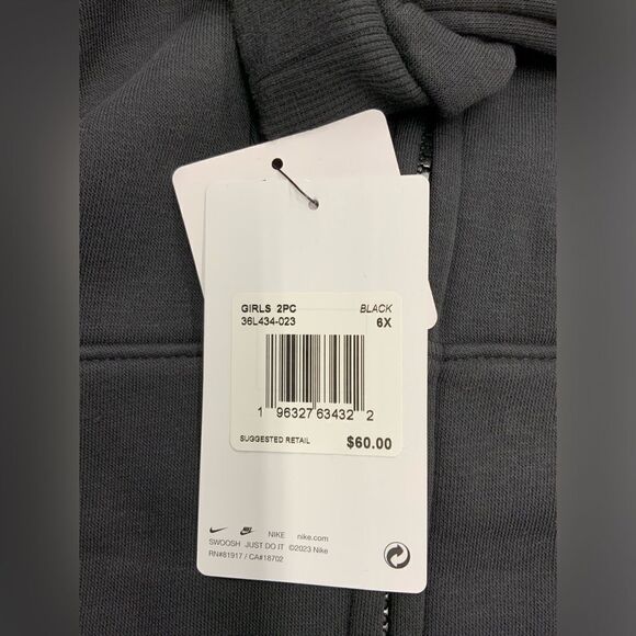 Nike Girls Shine Full-Zip and Leggings 2 Piece Set Black Size Large 6-7Y - Picture 5 of 5